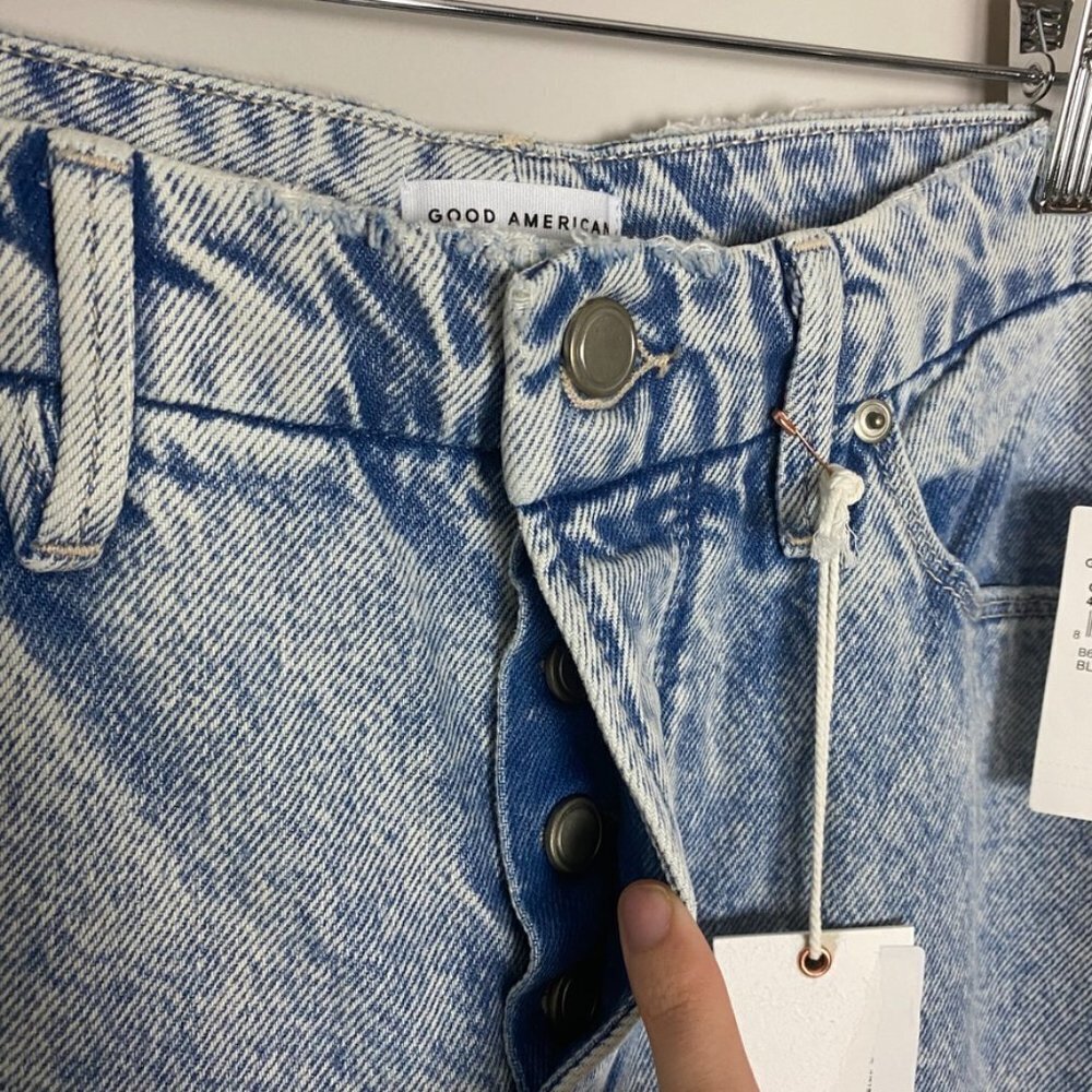 Good American Good Boy Acid Wash Jeans Womens 6/28 Button Fly - Picture 4 of 9